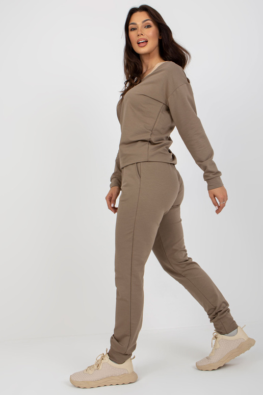 Dunkelbeiges Damen Freizitset mit Hose Dunkelbeiges Damen Freizitset mit Hose
