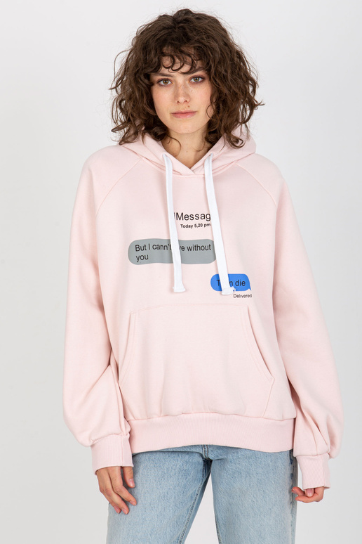 Heleroosa trükise ja kapuutsiga...