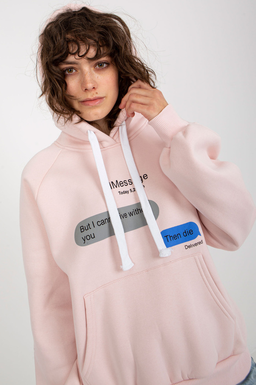 Heleroosa trükise ja kapuutsiga...