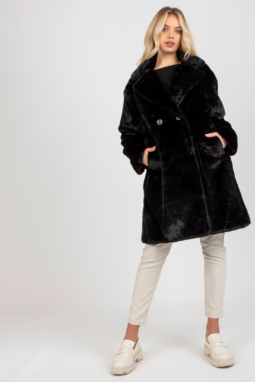 Must naiste nööbiga kasukas OCH BELLA Must naiste nööbiga kasukas OCH BELLA