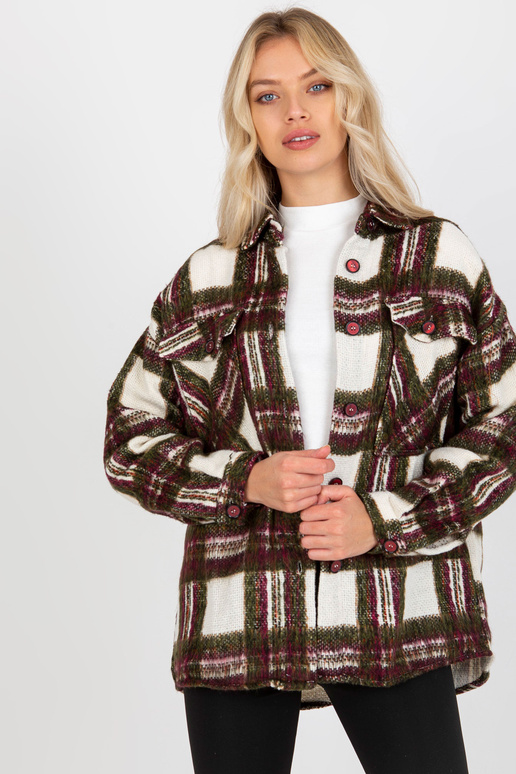 Burgundia ja khakivärvi soe ruuduline...