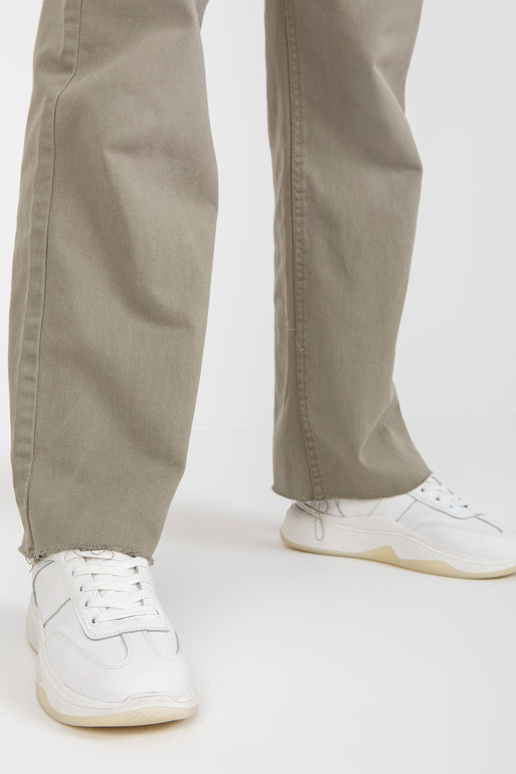 Khaki damskie spodnie jeansowe z szeroką nogawką VÄRSKE TEHTU
