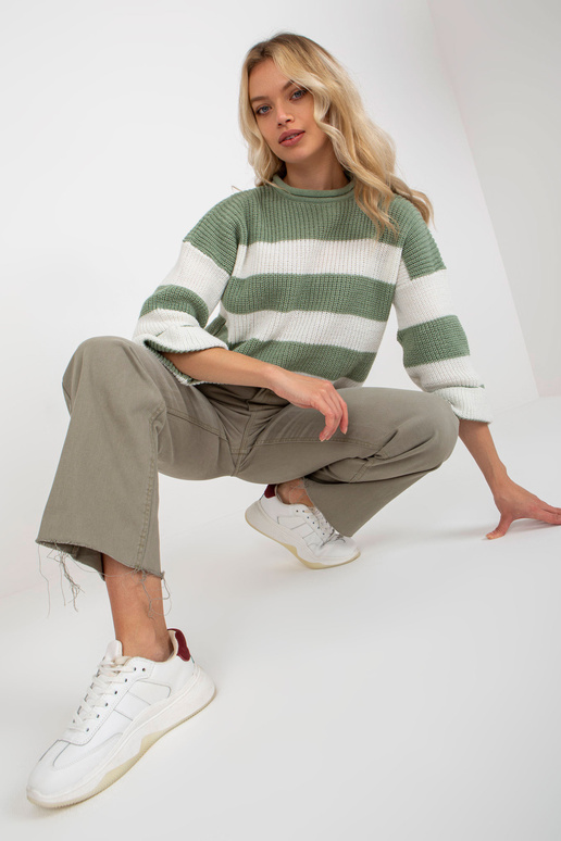 Khaki damskie spodnie jeansowe z szeroką nogawką VÄRSKE TEHTU