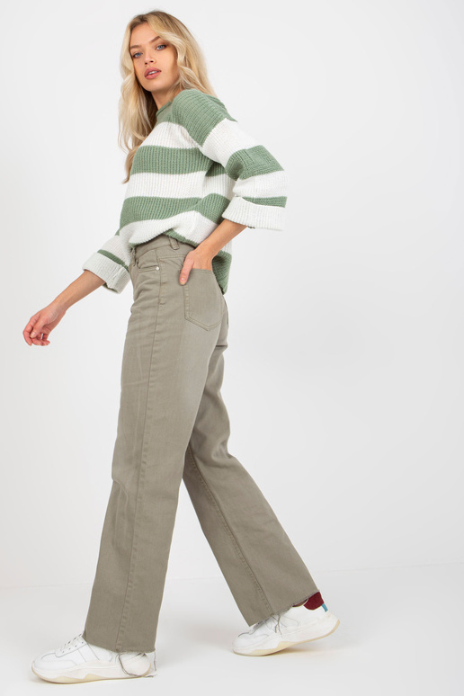 Khaki damskie spodnie jeansowe z...