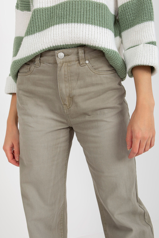 Khaki damskie spodnie jeansowe z szeroką nogawką VÄRSKE TEHTU