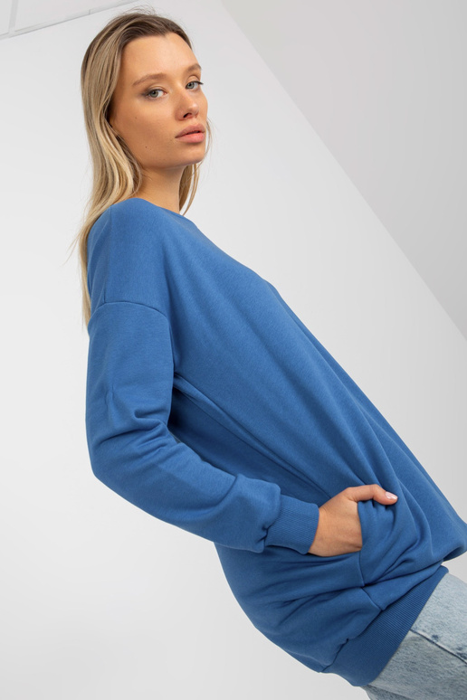 Tumesinine pikk taskutega dressipluus