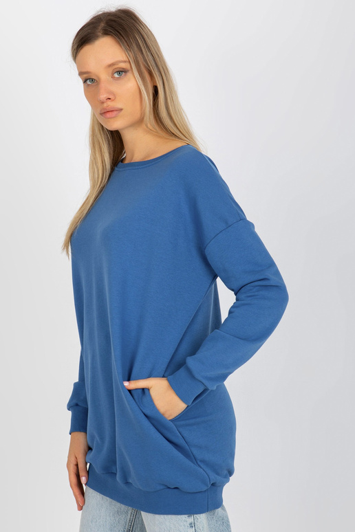 Tumesinine pikk taskutega dressipluus