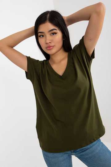 Khaki tavaline Emory V-kaelusega T-särk 2