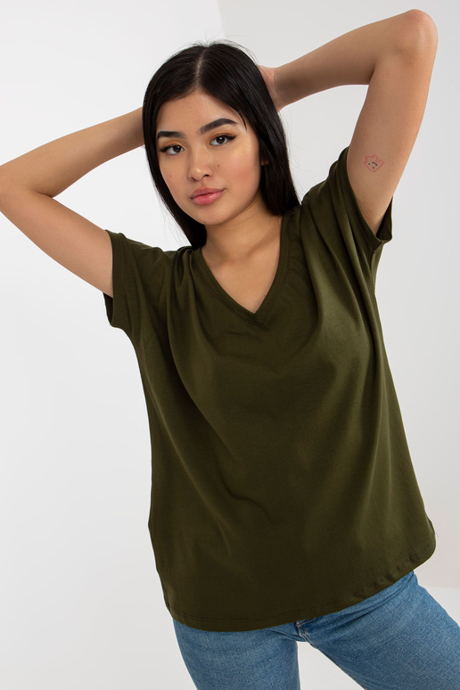 Khaki tavaline Emory V-kaelusega T-särk