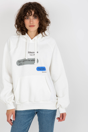 Ecru dressipluus oversize känguru mustriga