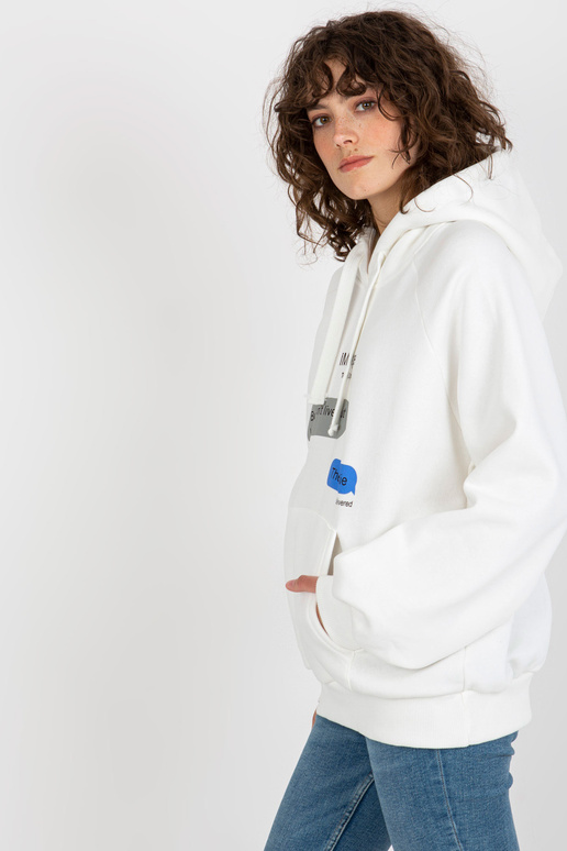 Ecru dressipluus oversize känguru mustriga