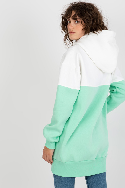 Ecru-mint tõmblukuga dressipluus