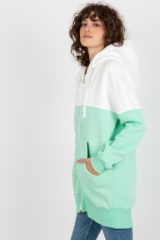 Ecru-mint tõmblukuga dressipluus