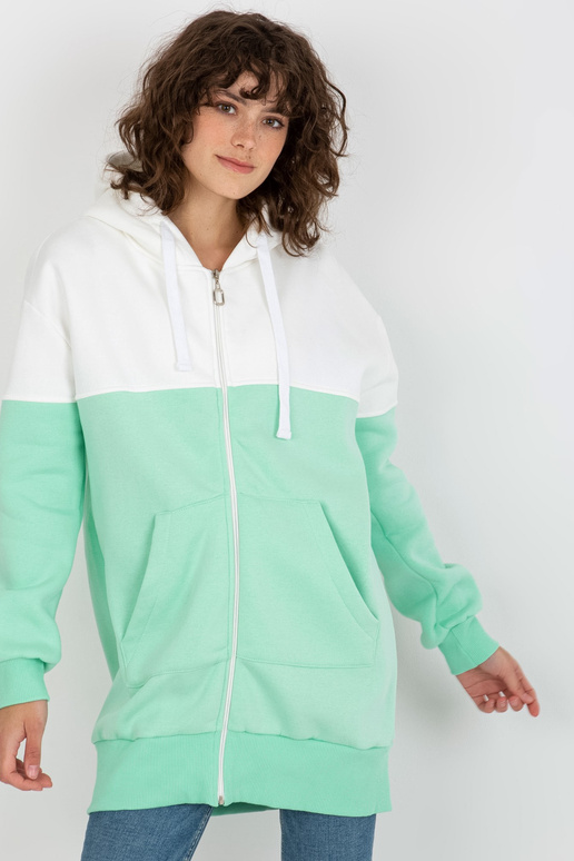 Ecru-mint tõmblukuga dressipluus