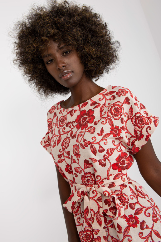 Beež ja punane linane kleit trükise... Beež ja punane linane kleit trükise...