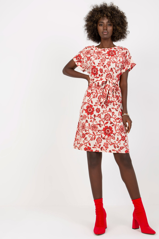 Beež ja punane linane kleit trükise... Beež ja punane linane kleit trükise...