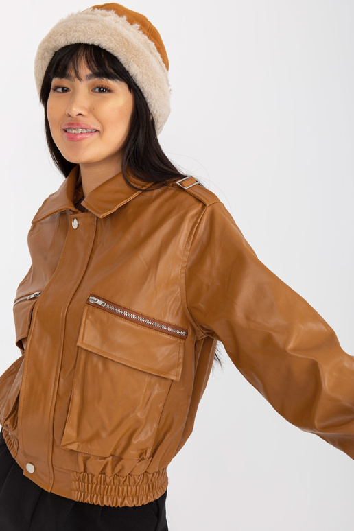 Kaamel lühike taskutega ökonahast jakk