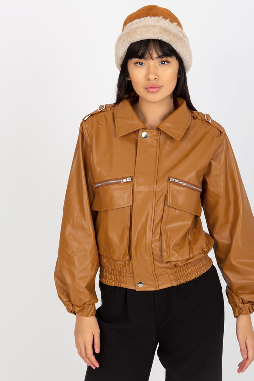 Kaamel lühike taskutega ökonahast jakk