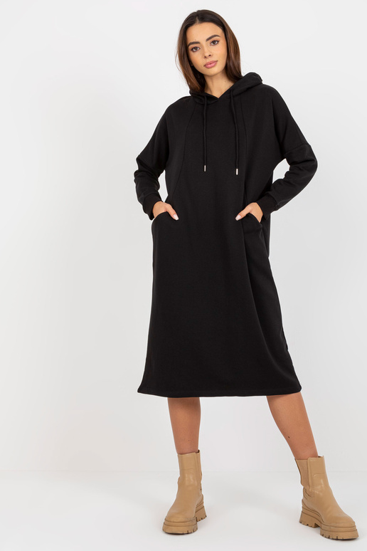 Schwarzes Basic-Sweatshirtkleid mit...