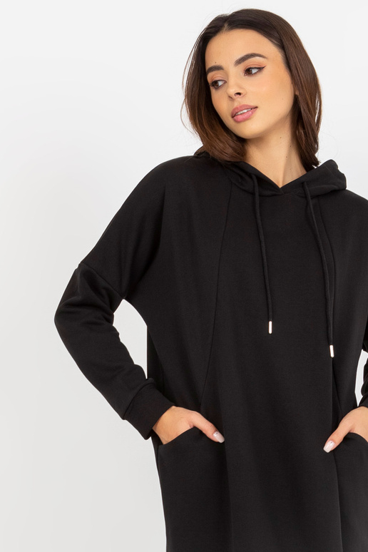 Schwarzes Basic-Sweatshirtkleid mit...