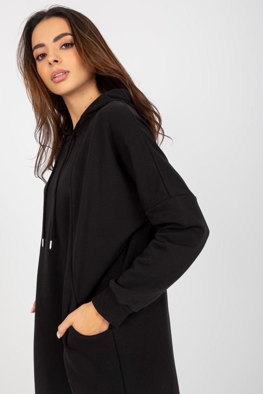 Schwarzes Basic-Sweatshirtkleid mit...