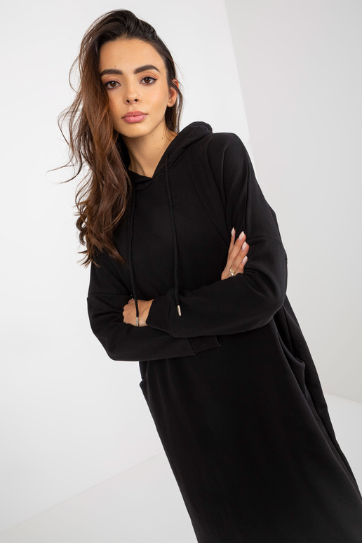 Schwarzes Basic-Sweatshirtkleid mit...