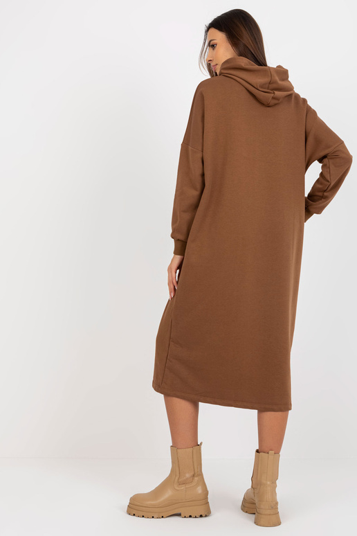 Braunes Midi-Sweatshirt Basic Kleid...