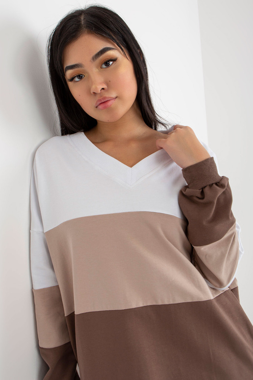 Valge ja pruun V-kaelusega põhikleit...