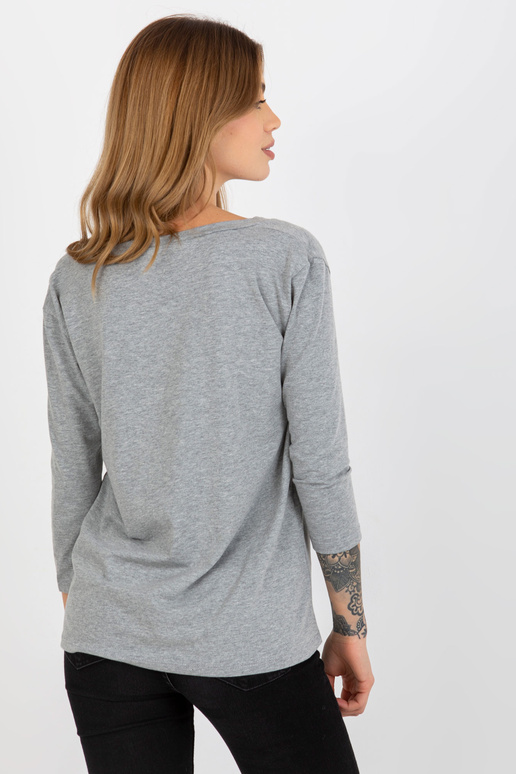 Hall melanž pluus V-kaelusega