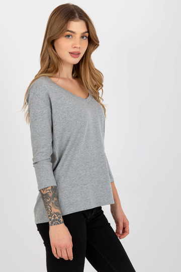 Hall melanž pluus V-kaelusega 2