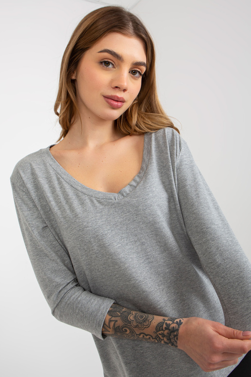 Hall melanž pluus V-kaelusega