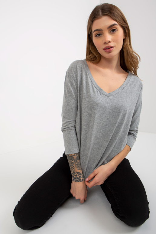 Hall melanž pluus V-kaelusega