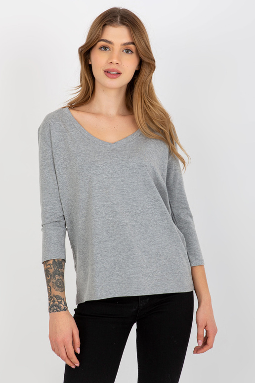 Hall melanž pluus V-kaelusega