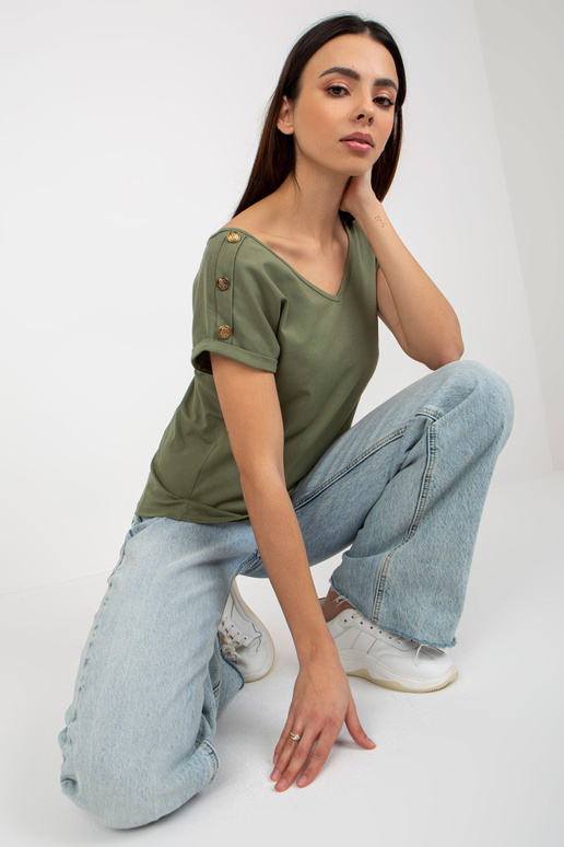 Roheline vabaaja pluus dekoratiivsete...