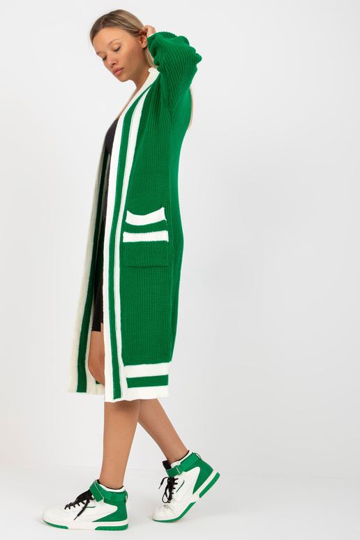 Roheline pikk taskutega kardigan RUE...