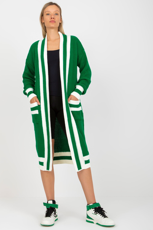 Roheline pikk taskutega kardigan RUE...