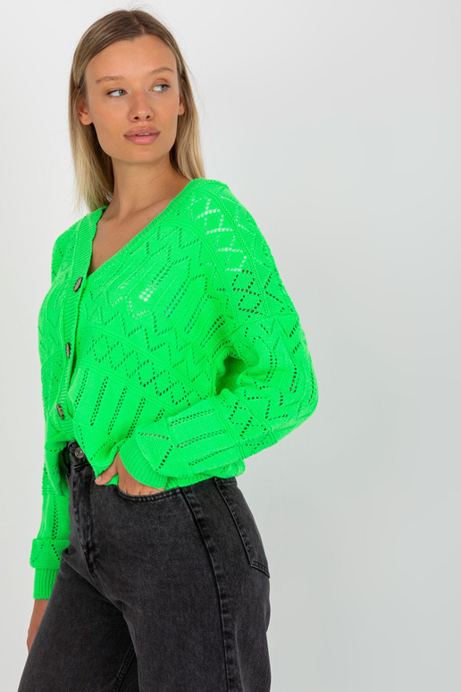 Fluo roheline ažuurne suvine kardigan...
