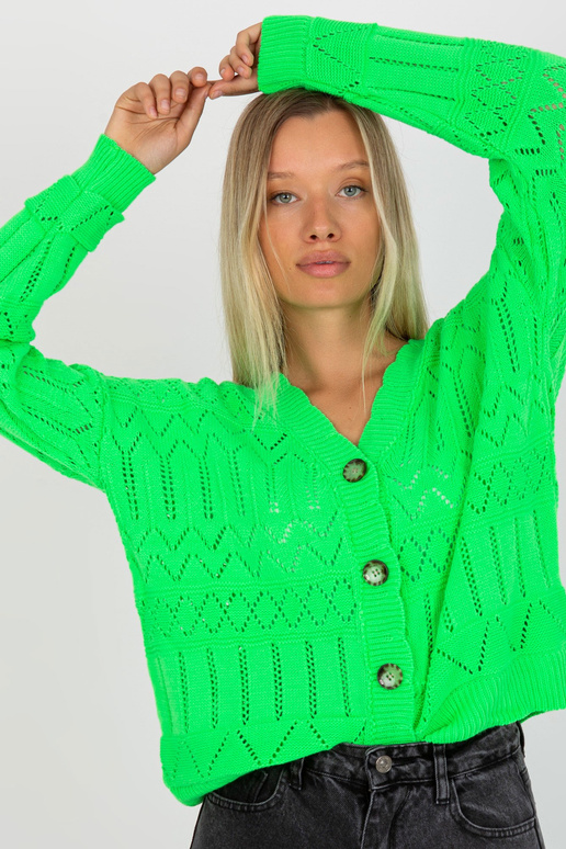 Fluo roheline ažuurne suvine kardigan...