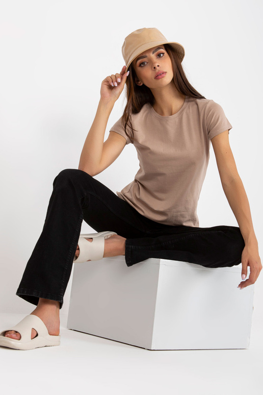 Beež naiste põhiline puuvillane T-särk Beež naiste põhiline puuvillane T-särk