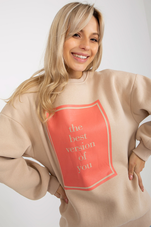 Beež ülisuur trükiga dressipluus