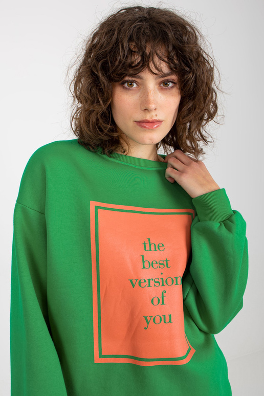 Roheline ülisuur trükiga dressipluus