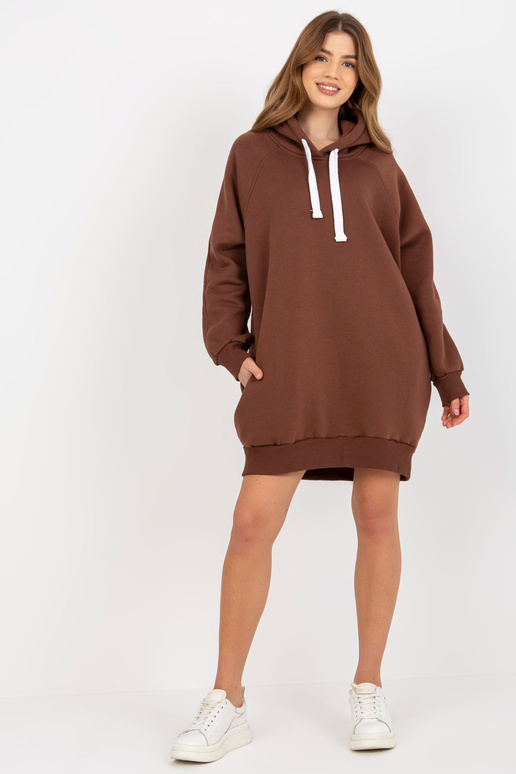 Pruun pikk taskutega dressipluus