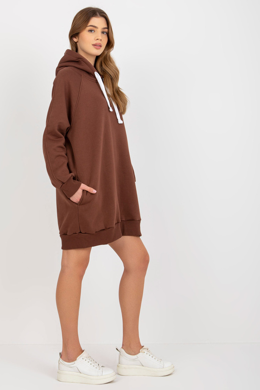 Pruun pikk taskutega dressipluus