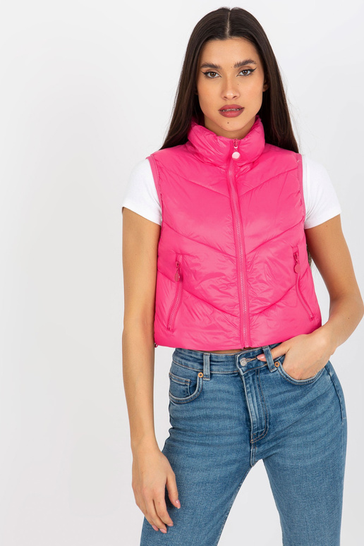 Roosa lühike tepitud vest taskutega Roosa lühike tepitud vest taskutega