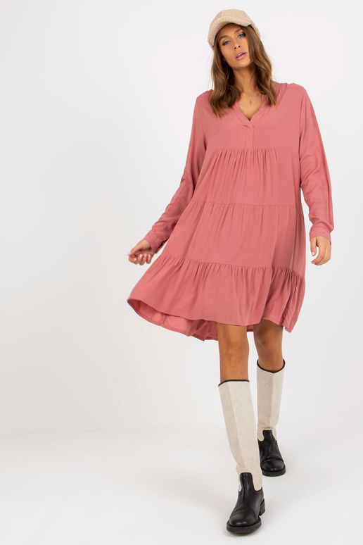 Brudnoróżowa boho sukienka oversize z...