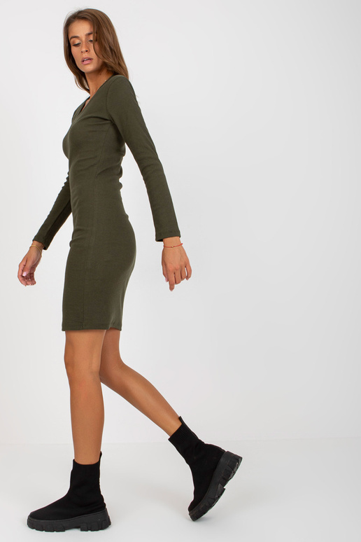 Khaki puuvillane triibuline kleit