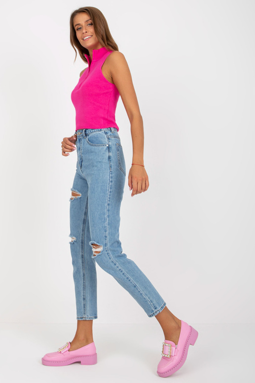 Sinised aukudega naiste mom teksad