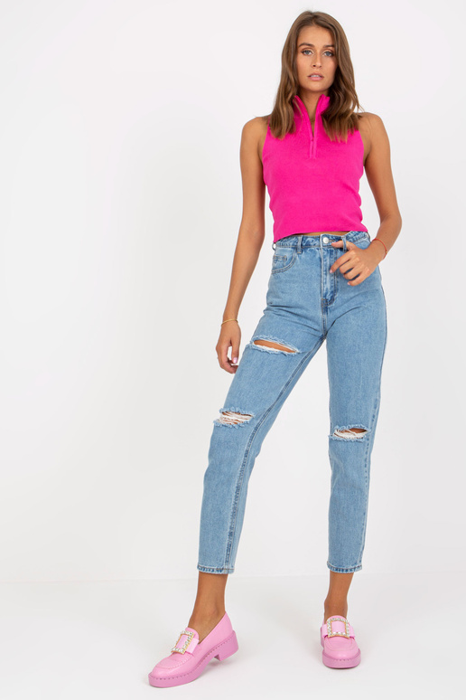 Sinised aukudega naiste mom teksad