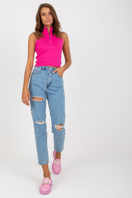 Sinised aukudega naiste mom teksad