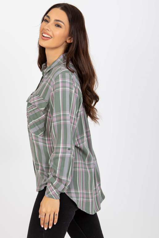 Khakivärvi naiste ruuduline viskoossärk